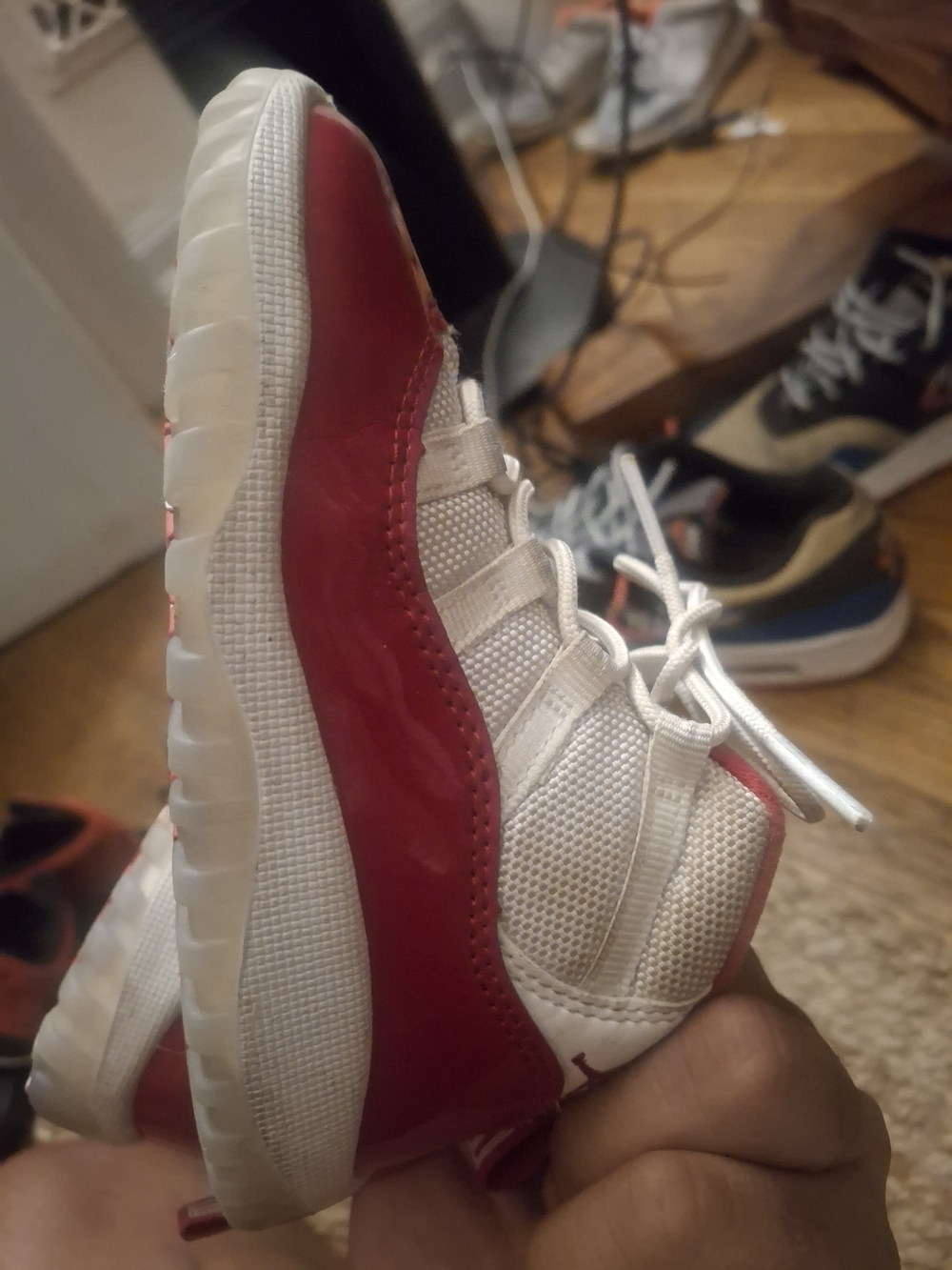 Kids Red and White Jordan 11's - Picture 3 of 5